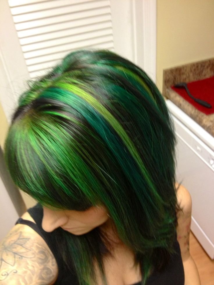 Green Emo hairstyle