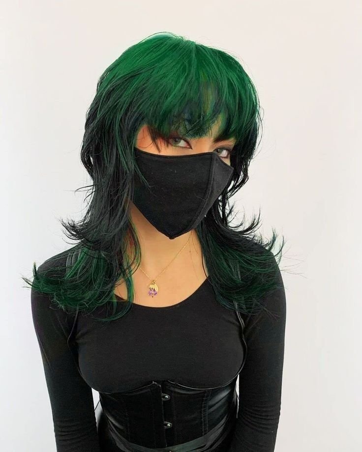 Green Emo hairstyle